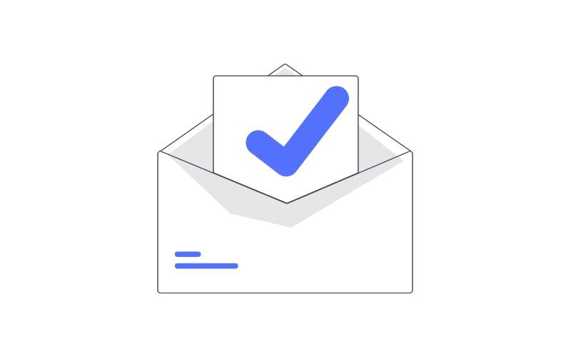 Illustration of envelope with check mark