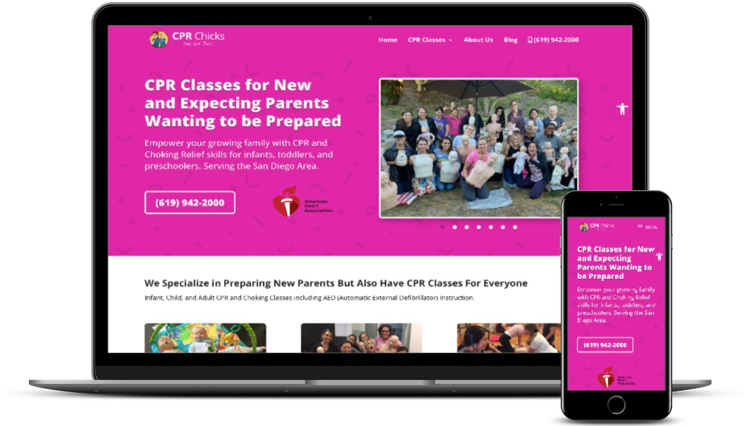 Laptop and Iphone mockup of CPR website
