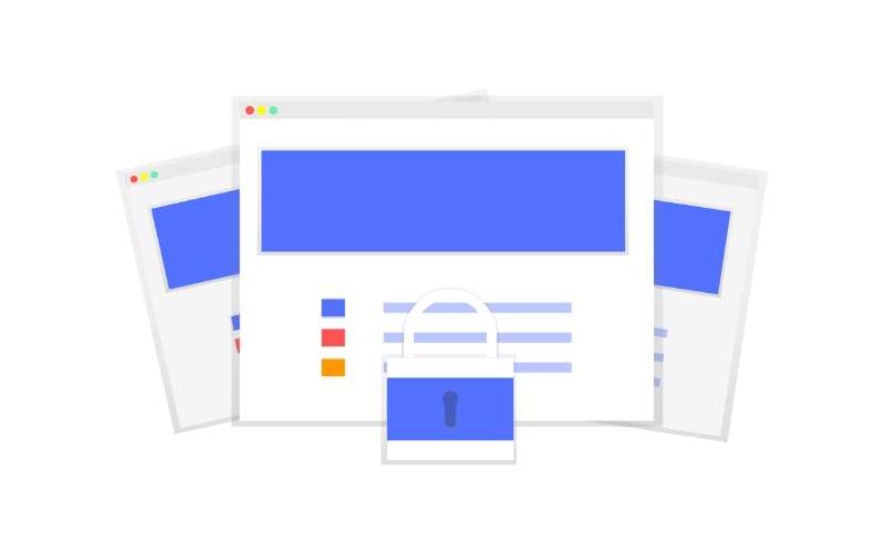 Illustration of computer screen with lock symbol